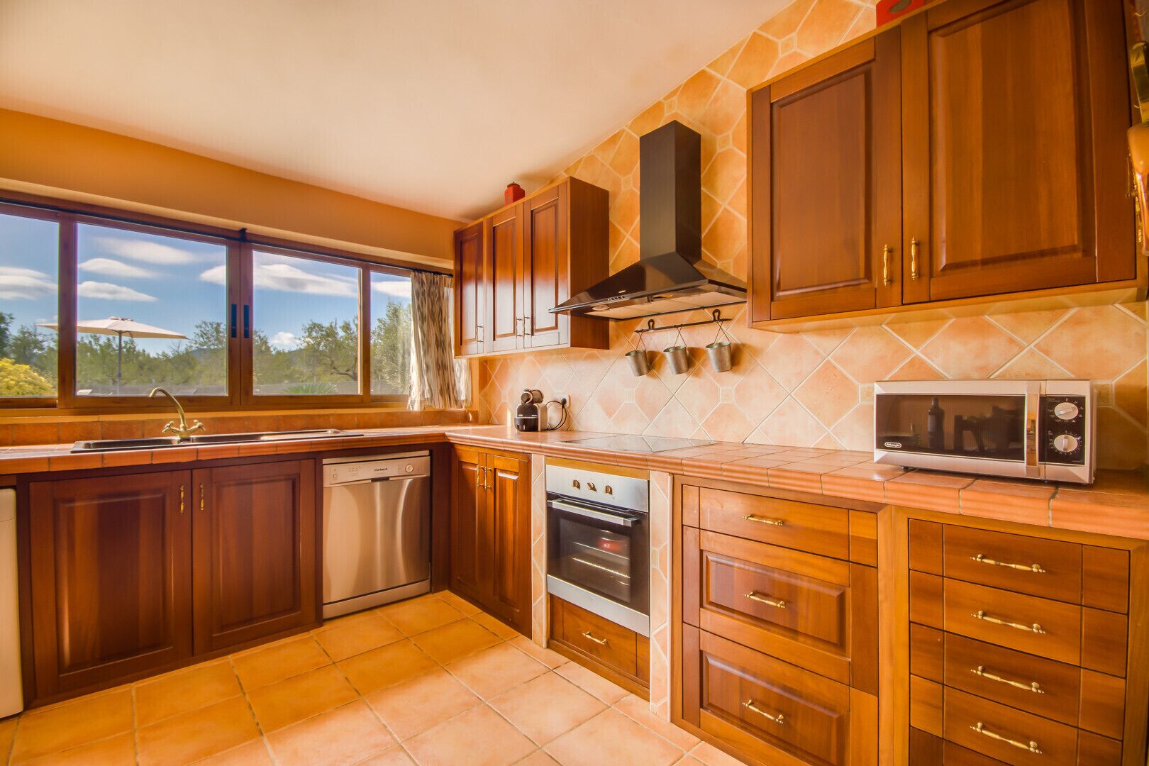 Fridge, oven, dishwasher, coffee/tea maker