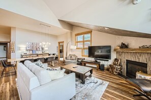 TV connectée, cheminée, lecteur de DVD