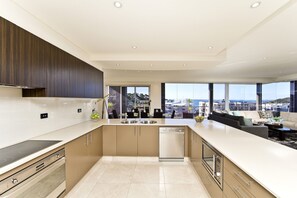 Fridge, microwave, oven, stovetop - Penthouse Palace -  Private Heated Pool and Spa (Nelson Bay)