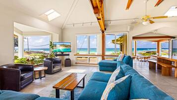 Smart TV, DVD player, books, stereo