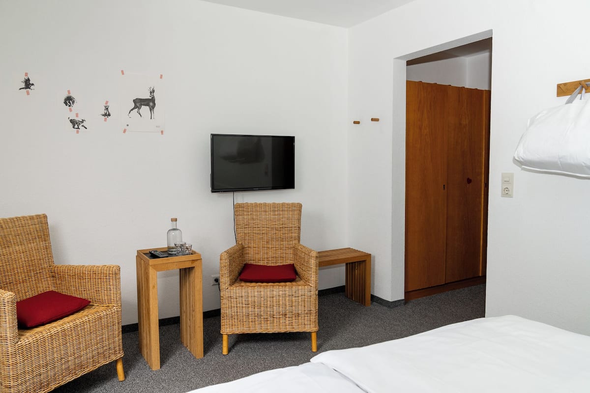 Doppelzimmer Standard mit Balkon | 起居区 | 32-英寸纯平电视(配备卫星频道)