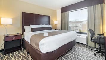 Premium bedding, down comforters, pillowtop beds, in-room safe