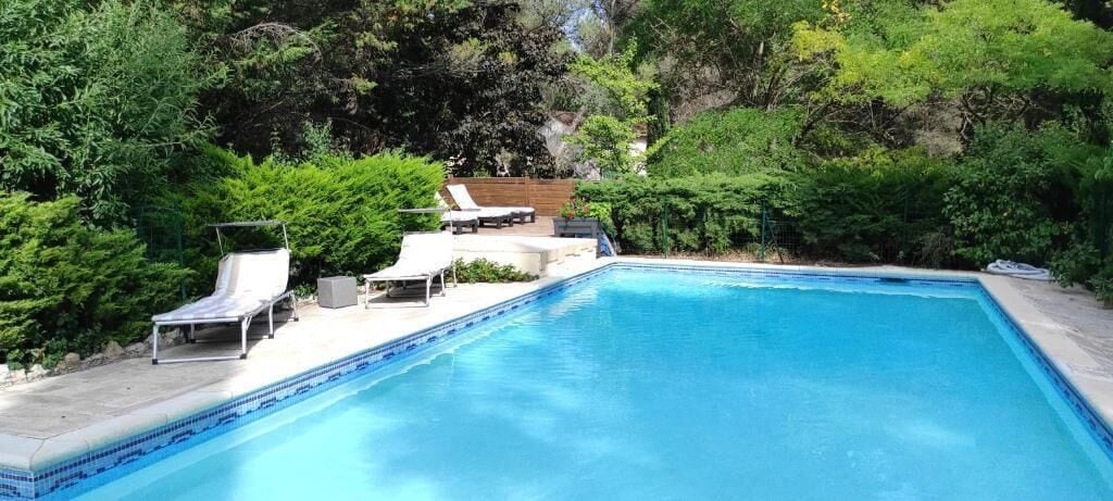 Outdoor pool, sun loungers