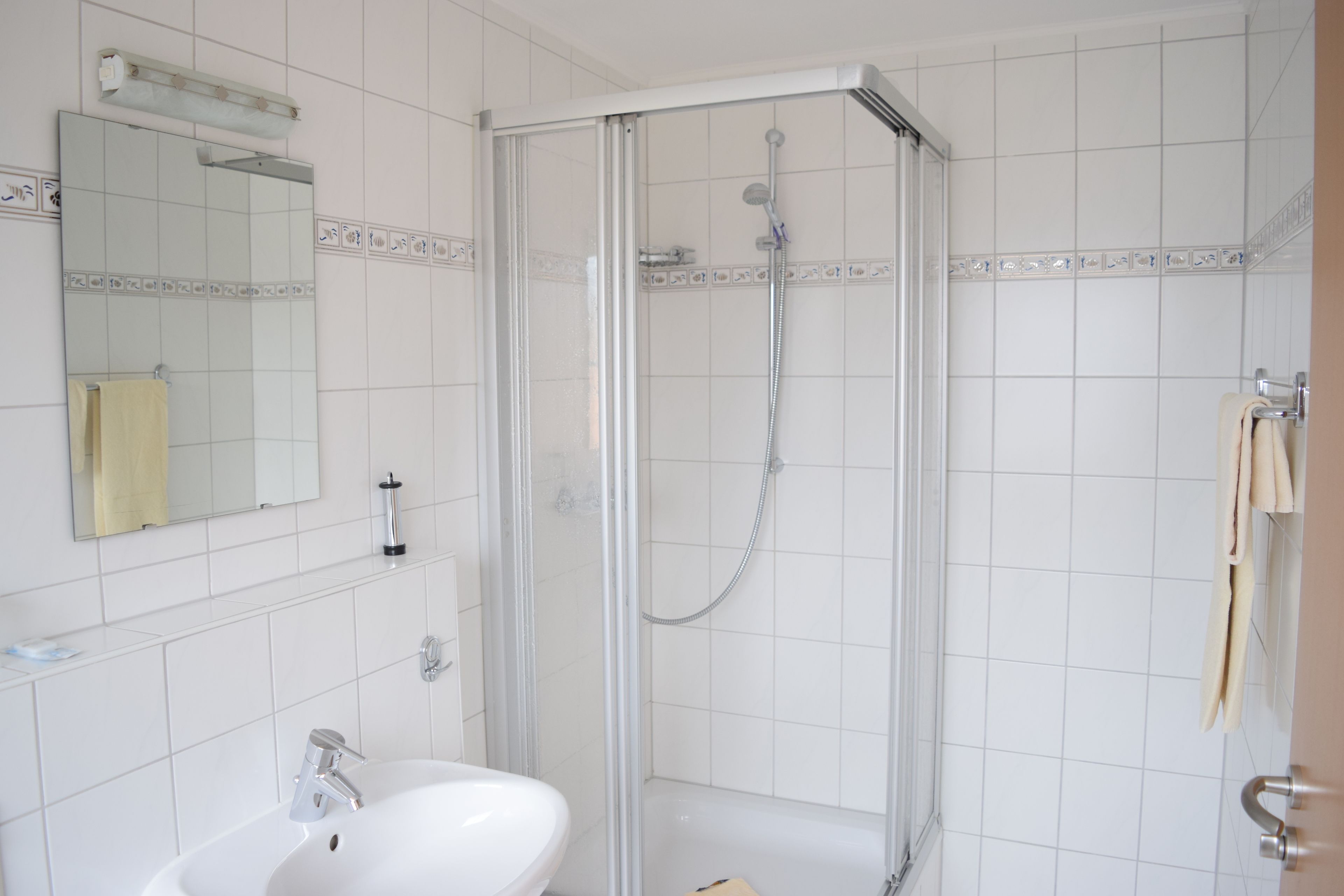 single room | bathroom | shower, towels