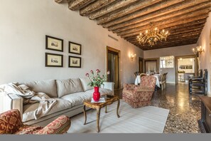 50-inch flat-screen TV with cable channels, TV