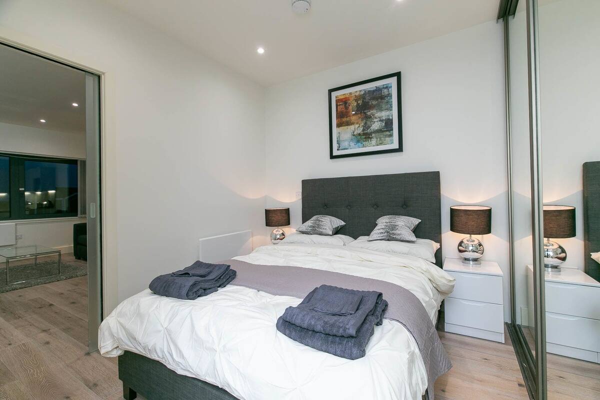 Appartement Prestige, 1 lit double et 1 canapé-lit, accessible aux personnes à mobilité réduite | Espace de travail pour ordinateurs portables, fer et planche à repasser