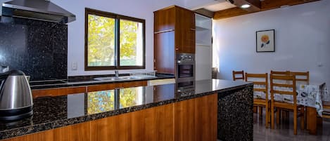 Full-sized fridge, microwave, oven, stovetop