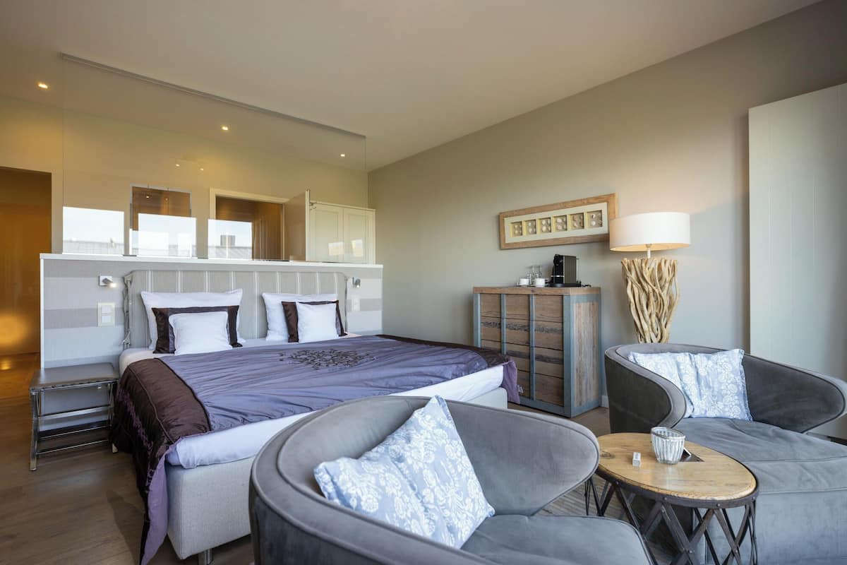 Doppia panoramica | 1 camera, biancheria da letto ipoallergenica, minibar