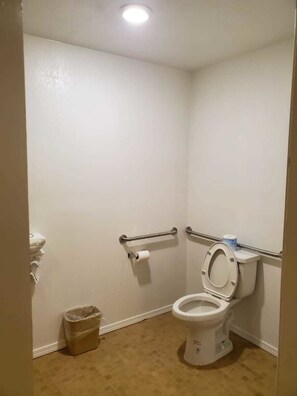 Combined shower/tub, towels