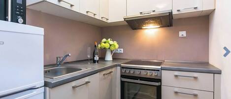 Kühlschrank, Mikrowelle, Ofen, Herdplatte