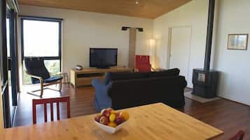 Smart TV, DVD player, books, video library