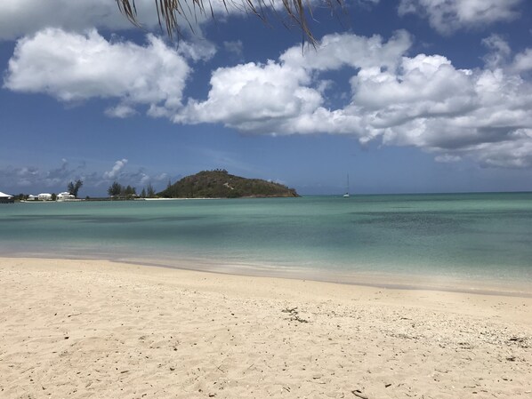Beach nearby, sun loungers, beach umbrellas
