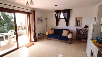 Een smart-tv, een open haard, een dvd-speler en boeken