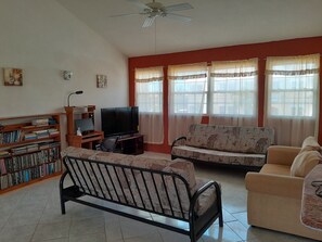 Televisor, reproductor de DVD, llibres i videoteca 