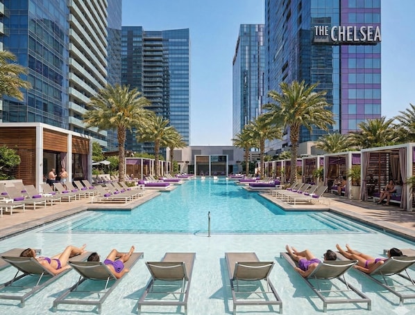 2 outdoor pools, pool cabanas (surcharge), pool umbrellas - Stay Together Suites 1BD1BA Apartment (Las Vegas)