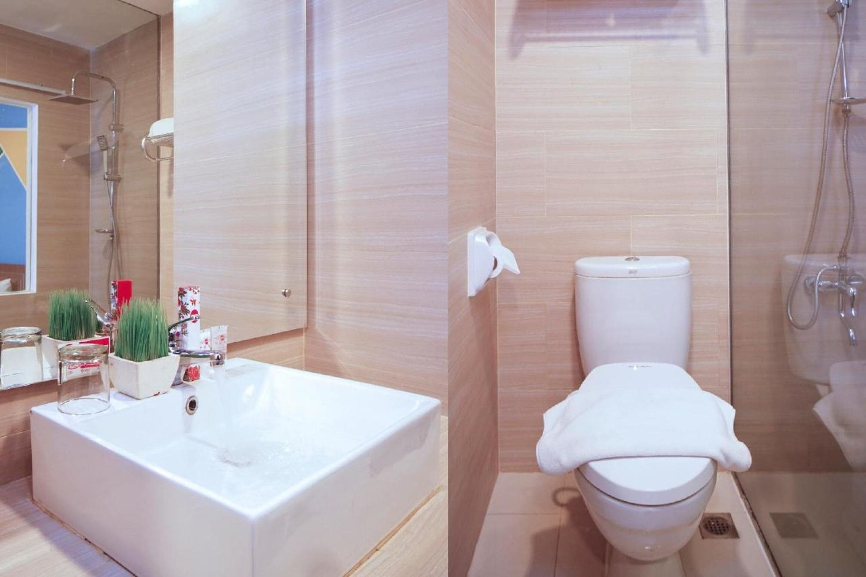 Douche, serviettes fournies