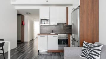 Căn hộ tiện nghi đơn giản, 1 phòng ngủ, quang cảnh thành phố | Bếp riêng | Tủ lạnh, lò vi sóng, lò nướng, bếp nấu