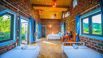 Deluxe Triple Room, Mountain View, Poolside | Egyptian cotton sheets, premium bedding, memory-foam beds, desk