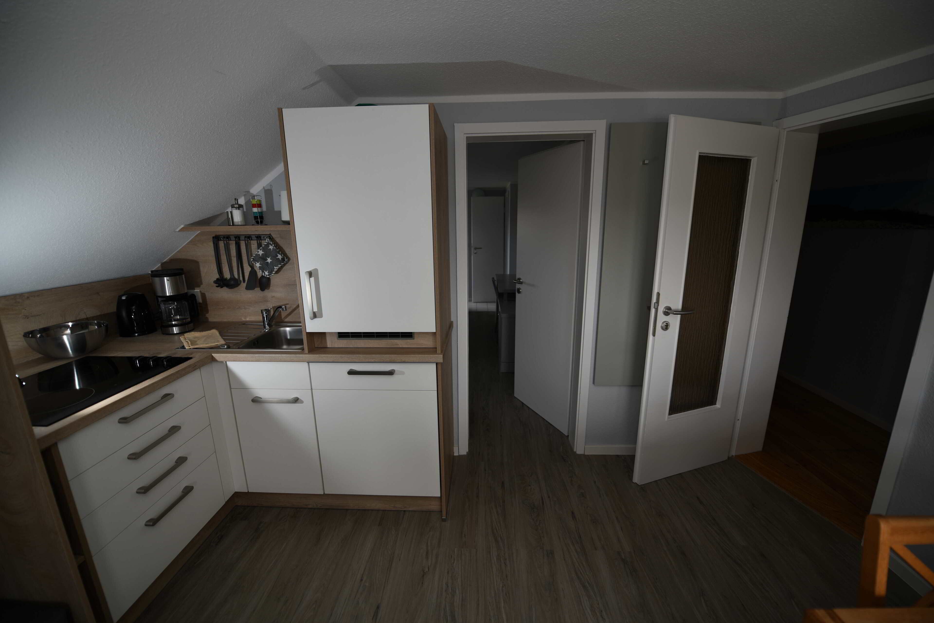 apartment | private kitchen | full-sized fridge, oven, stovetop, dishwasher