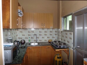 Standard Apartment | Private kitchen | Fridge, microwave, oven, stovetop
