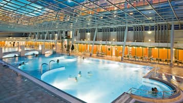 2 indoor pools, 2 outdoor pools, open 10:00 AM to 9:30 PM, sun loungers