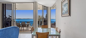 Perched above Dutchies Beach with views over the bay