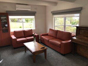 Smart-TV, Kamin, DVD-Player, Bücher