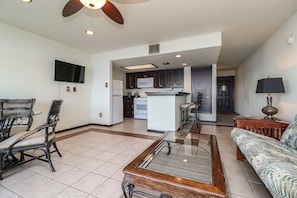 Signature Condo, 1 Bedroom, Balcony, Lake View | Living area | 48-inch Smart TV with cable channels, TV, Netflix