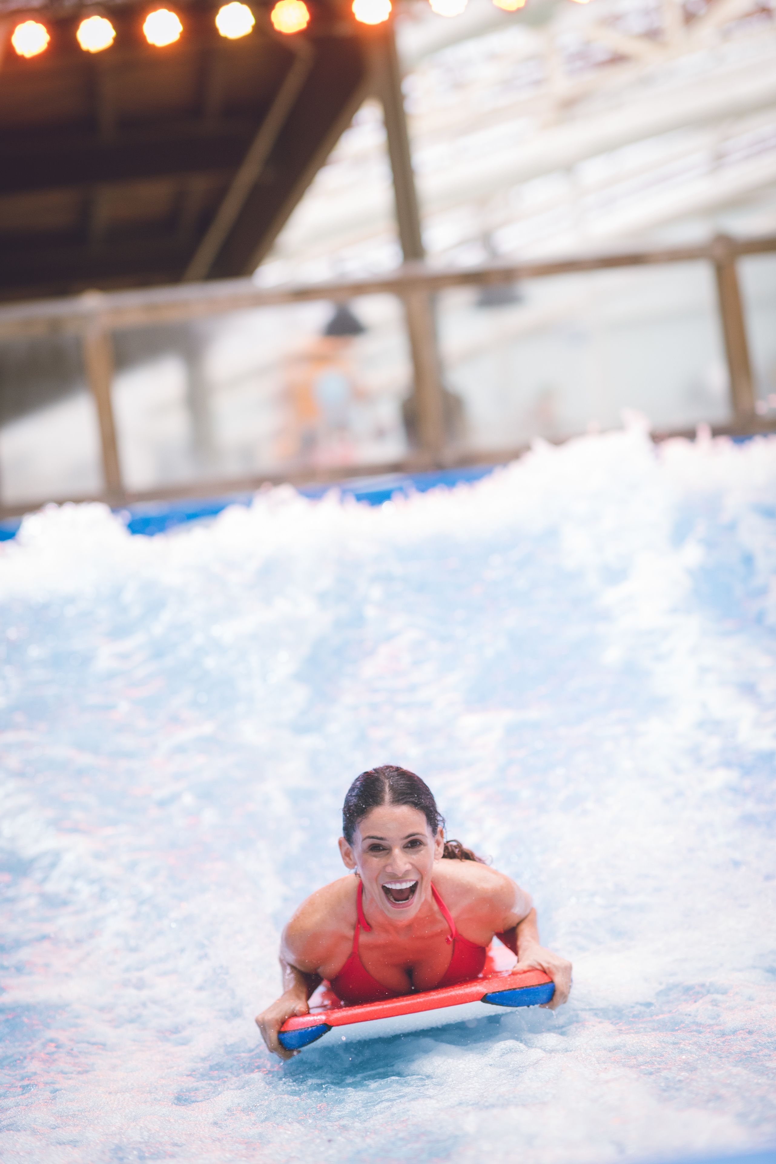 A person on a water slide.