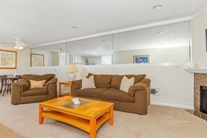 Condo, Multiple Beds | Living area | TV, fireplace, DVD player, ping pong - Fun in The Sun (Oceanside)