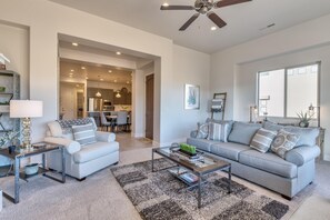 House, Multiple Beds (Quail Corner) | Living area | Flat-screen TV, fireplace - Quail Corner (St. George)
