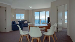 Dining - A modern apartment with waterviews across Shoal Bay (Shoal Bay)