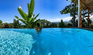 Outdoor pool, pool loungers