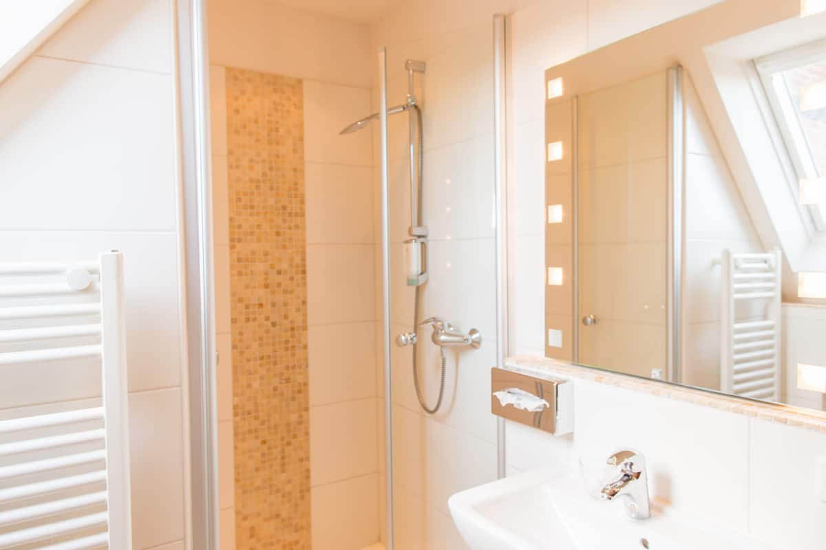 free toiletries, hair dryer, towels