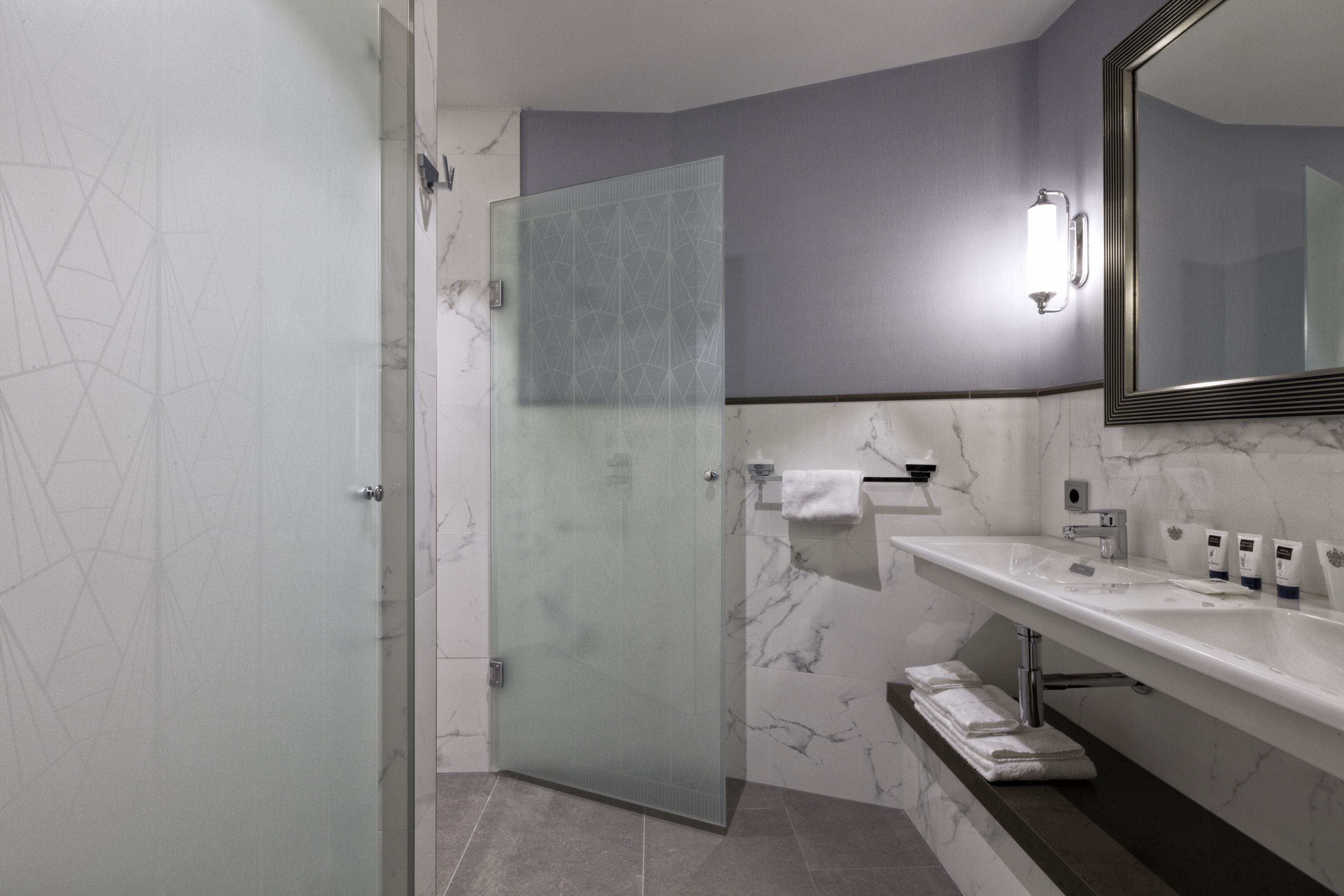 free toiletries, hair dryer, towels