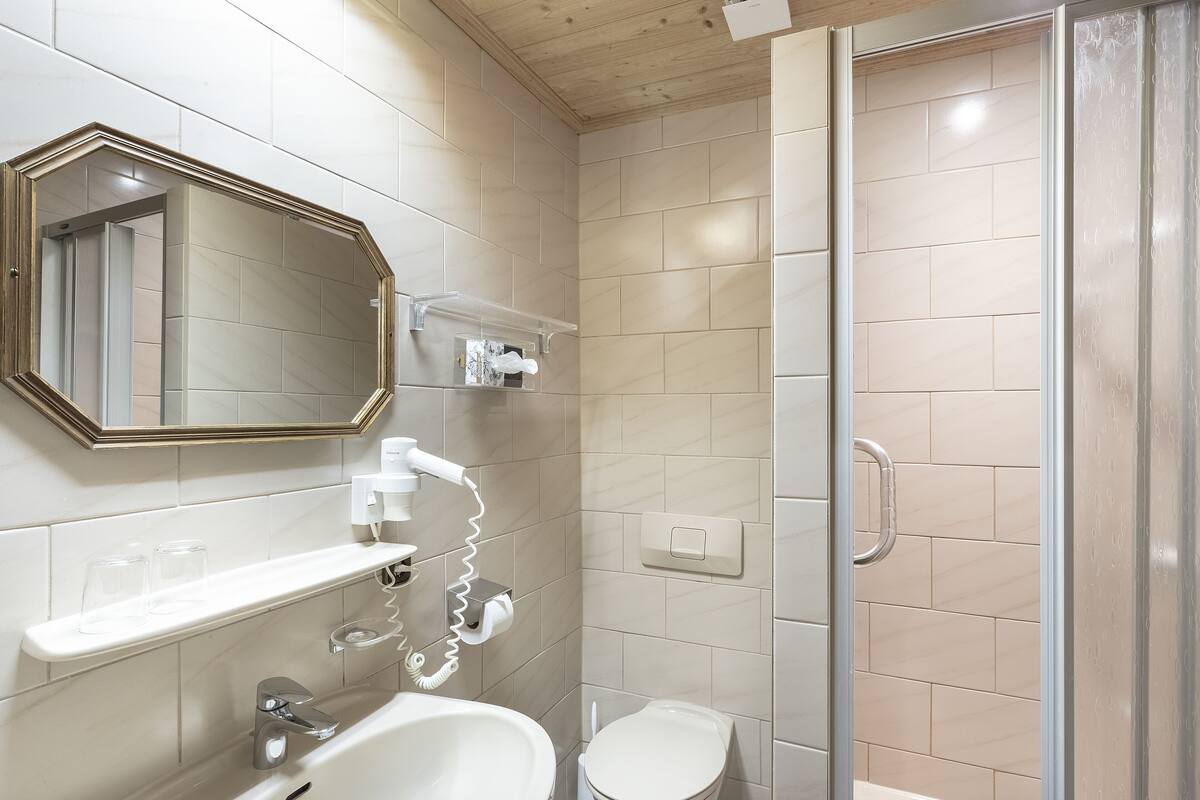 free toiletries, hair dryer, towels