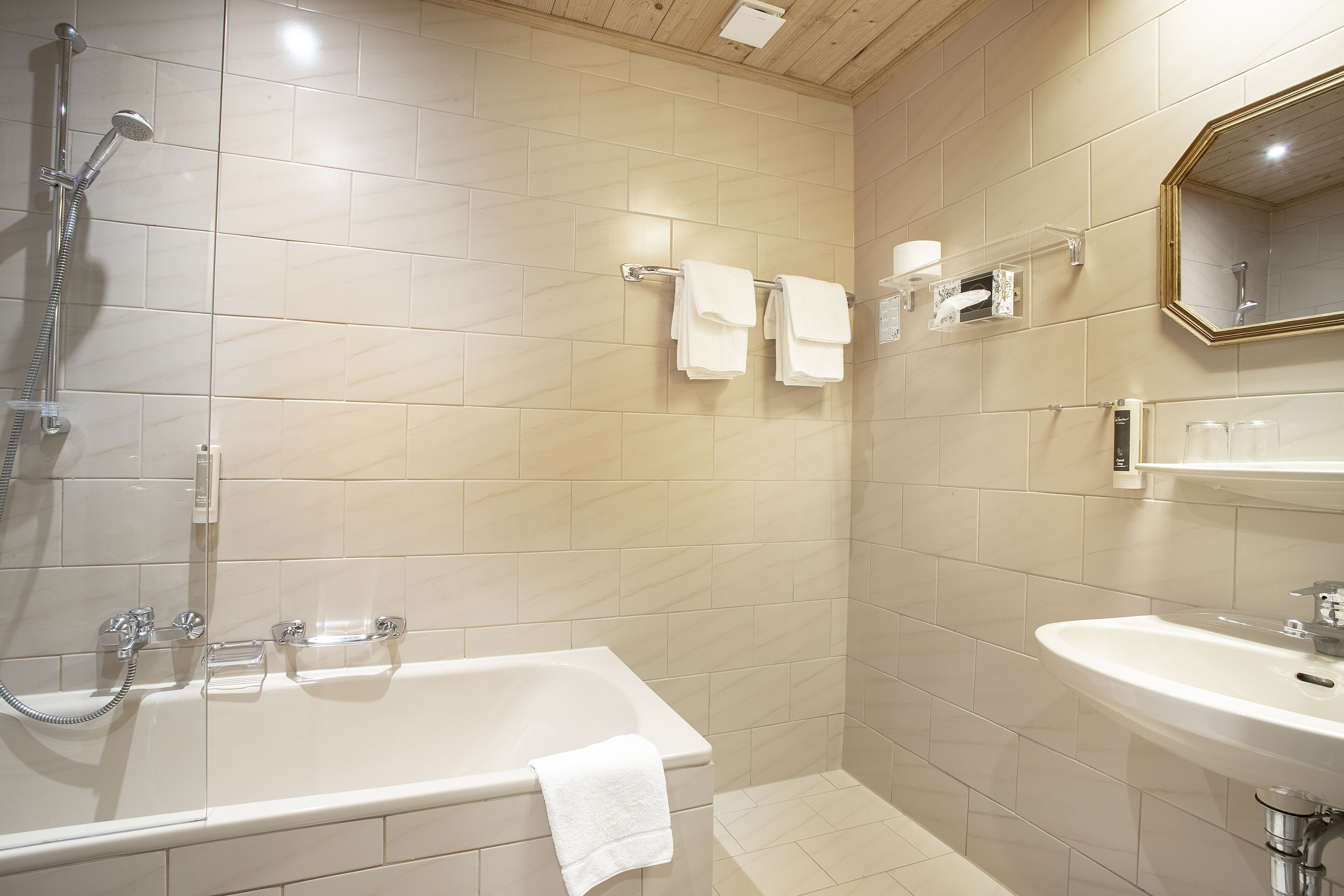 free toiletries, hair dryer, towels