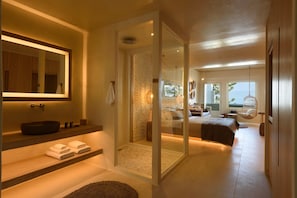 Luxury Suite, Hot Tub, Sea View | Bathroom shower