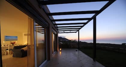 Seafront villa Avra , pool , no car need, excellent sea and sunset views!!