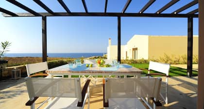 Seafront villa Avra , pool , no car need, excellent sea and sunset views!!