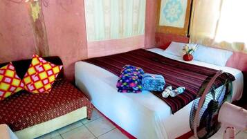 Desk, free WiFi, bed sheets