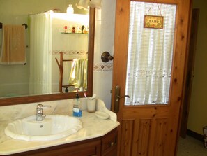 Habitación doble, baño compartido | Baño | Cabezal de ducha tipo lluvia y artículos de higiene personal gratuitos