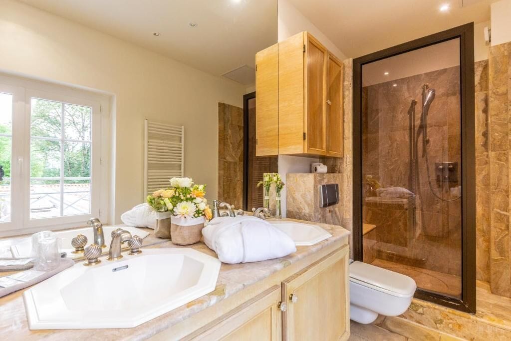 superior room, 1 king bed, non smoking, park view | bathroom | shower, free toiletries, hair dryer, towels