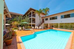 Outdoor pool, sun loungers