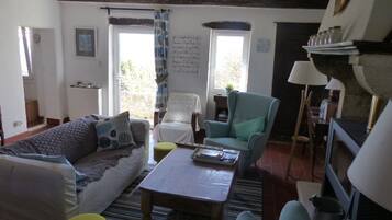 Fernseher, Bücher, Musikbibliothek, Stereoanlage