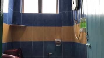 Shower, hair dryer, bathrobes, slippers