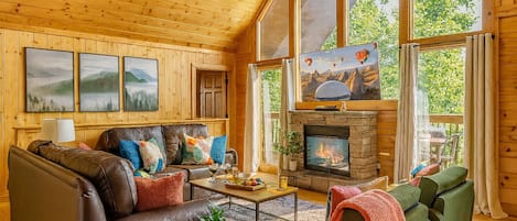 Smart TV, chimenea, videojuegos, reproductor de DVD