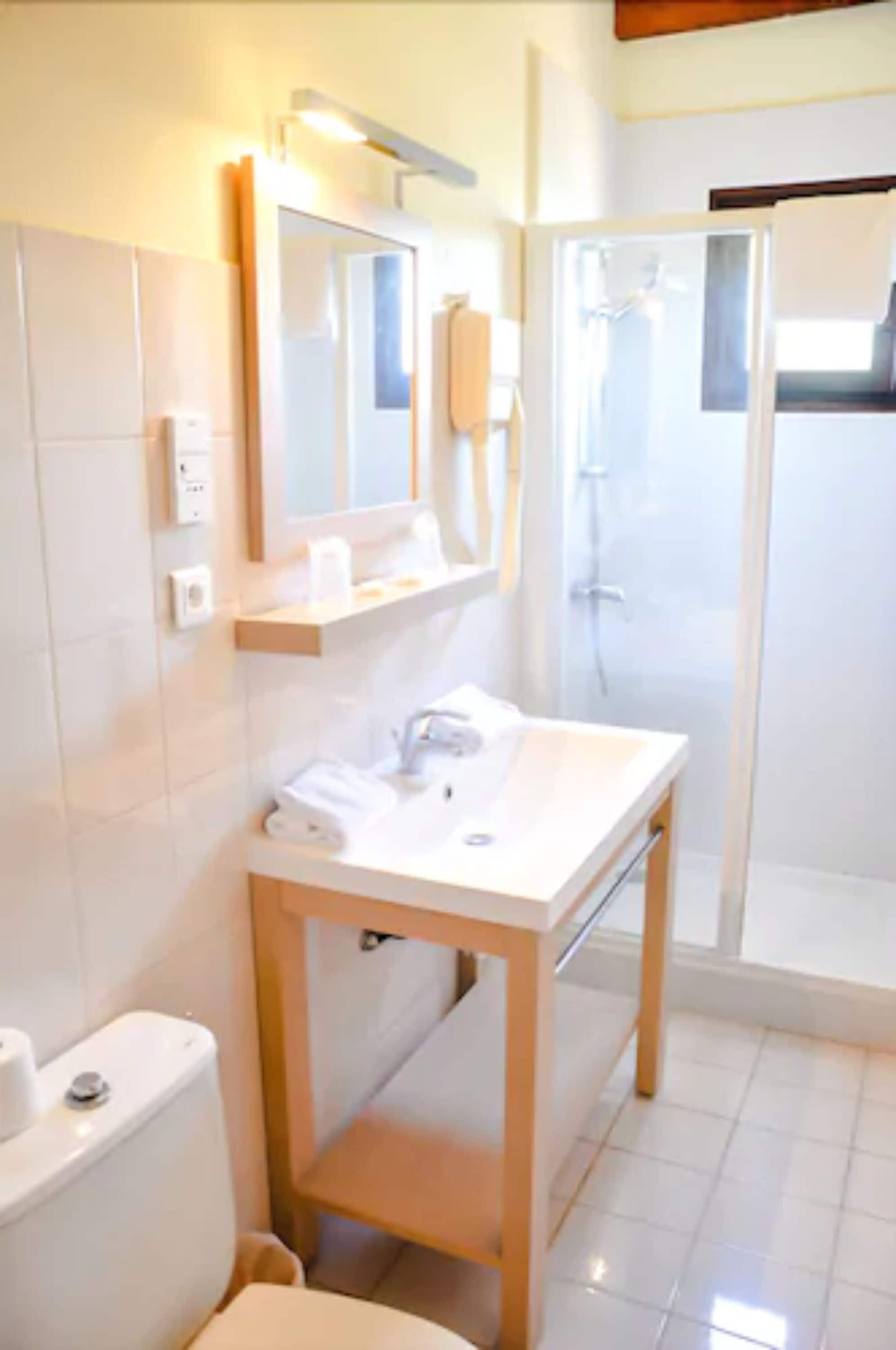 free toiletries, hair dryer, towels