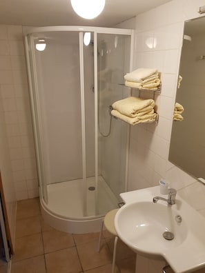 Room (2) | Bathroom | Shower, free toiletries, hair dryer, towels