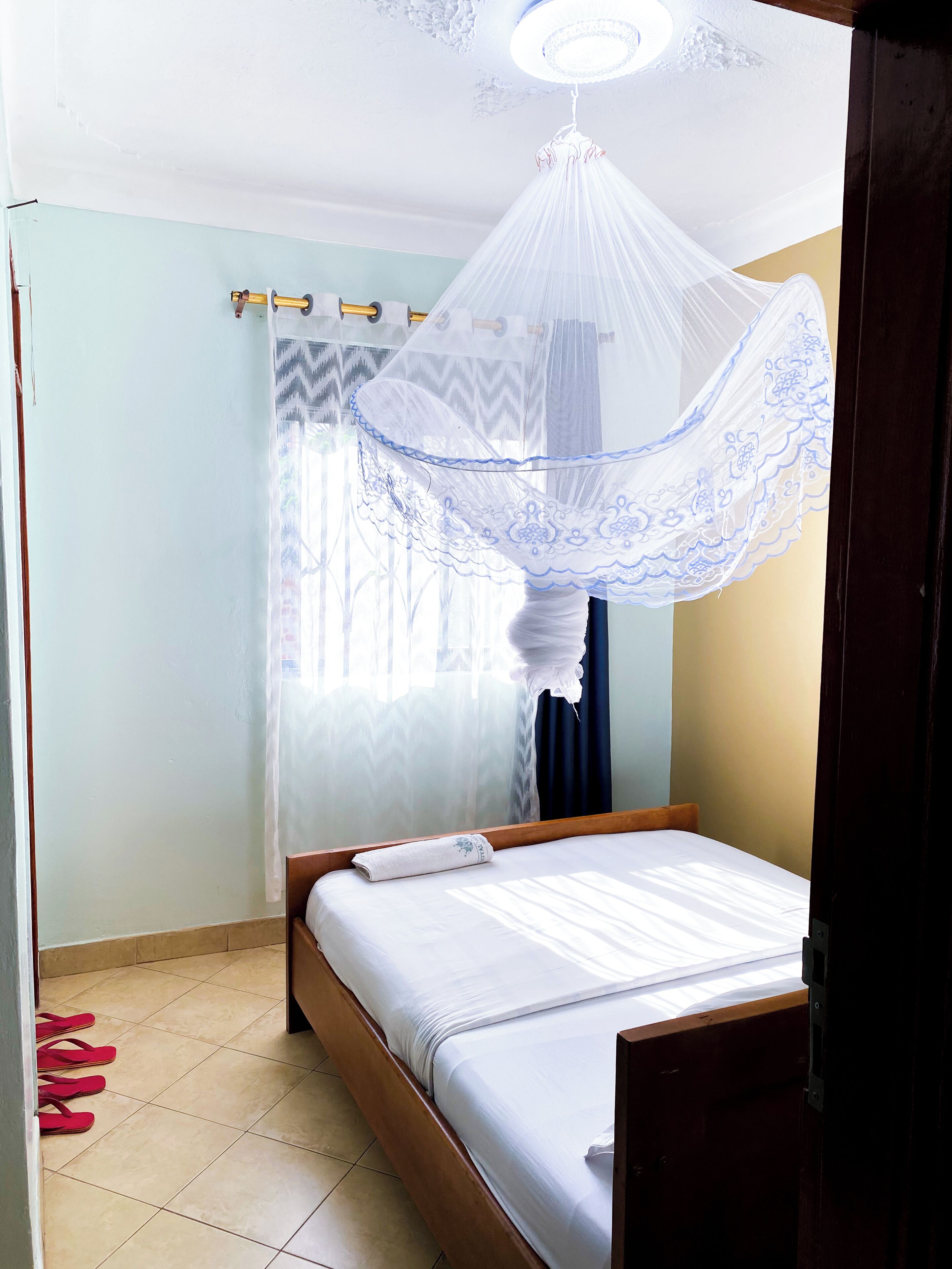 Blackout curtains, iron/ironing board, free WiFi, bed sheets